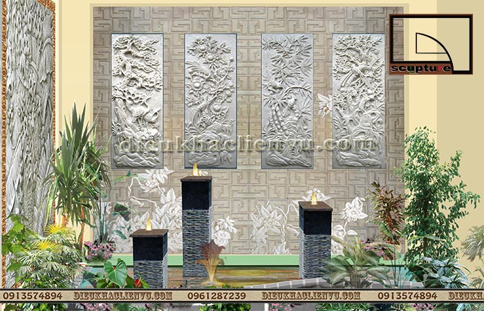 Bộ tranh tứ quý Tùng- Cúc- Trúc- Mai